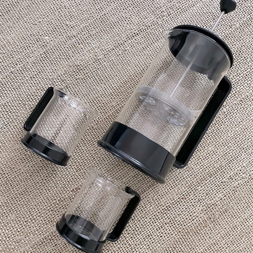 Vintage Bodum Black Coffee & Tea Set mugs cups French Press